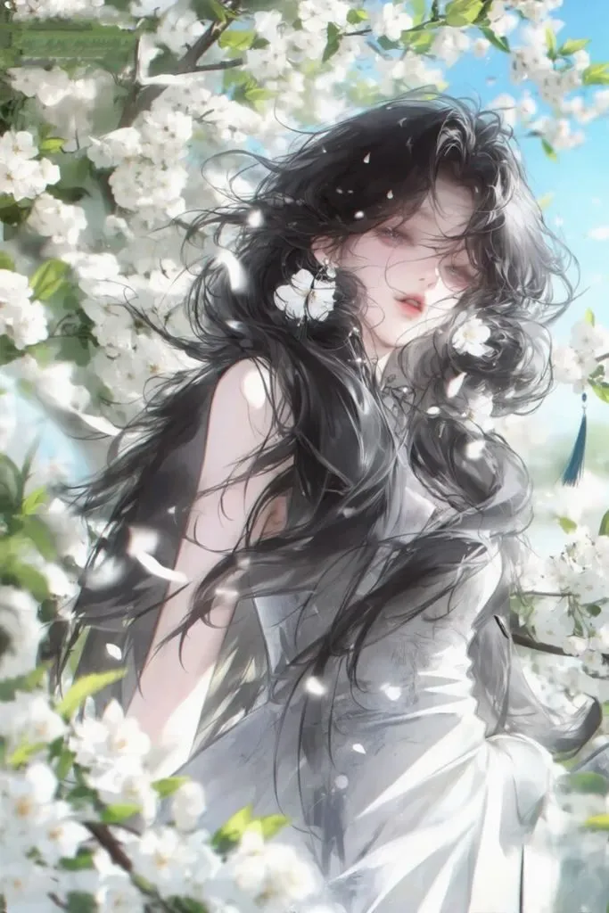 Ảnh gái anime với mái tóc đen cá tính