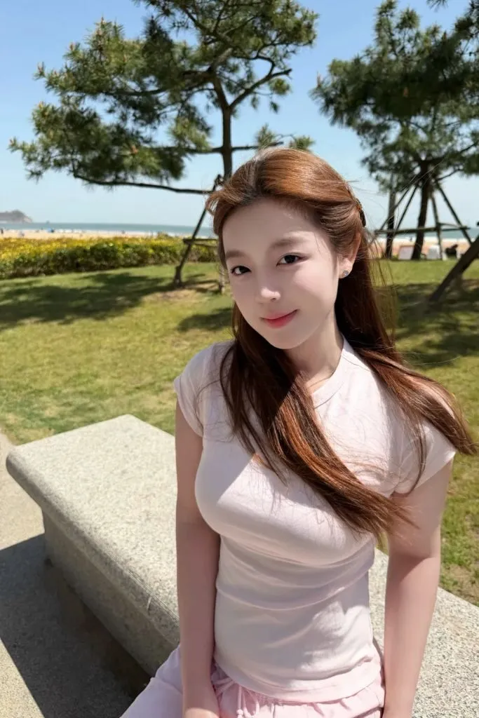 Ảnh gái cute cười rạng rỡ dưới nắng