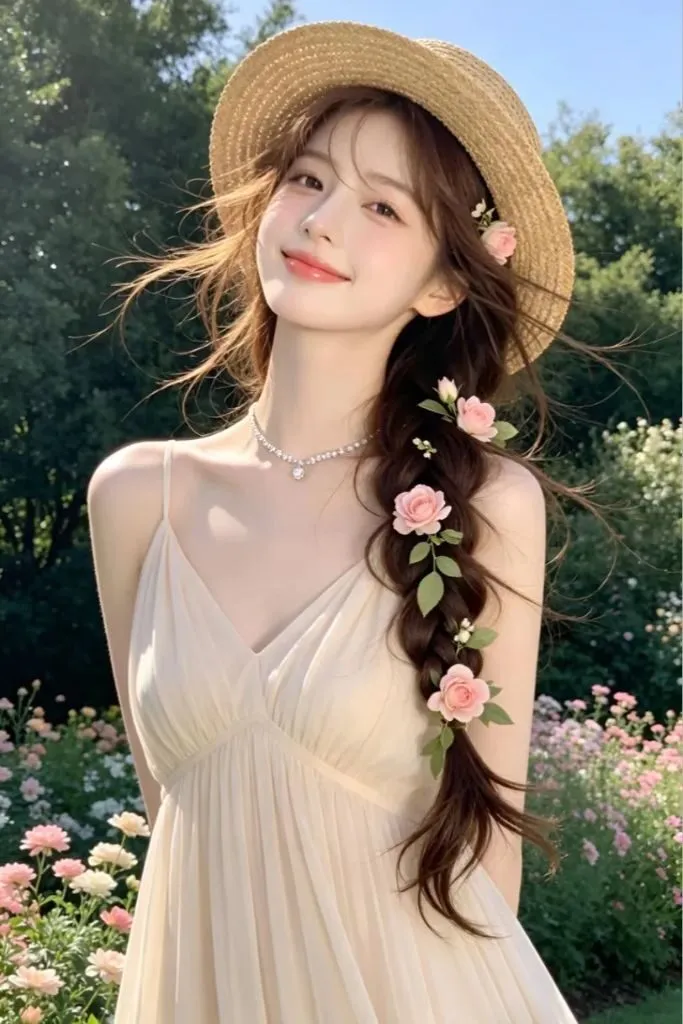 Gái xinh với làn da trắng hồng và nụ cười tỏa nắng