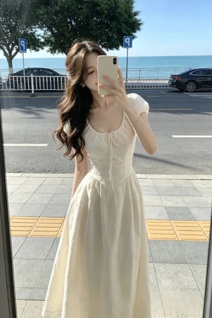 Một góc cute của cô gái khi tự sướng bên bờ biển